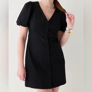 NWT J Crew Button-front puff-sleeve mini dress
